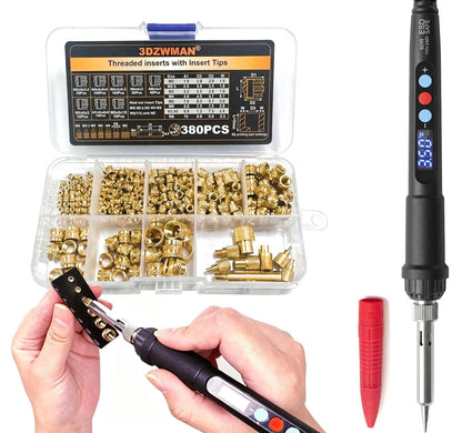 3DZWMAN Heat Set Insert Tools kit Brass Nuts 3D Printing 60W ZW380, Zw380