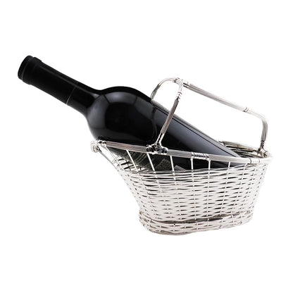 9.75 Inch Silver Plated Wine Bottle Cradle with 7.25 x9.75 inches,