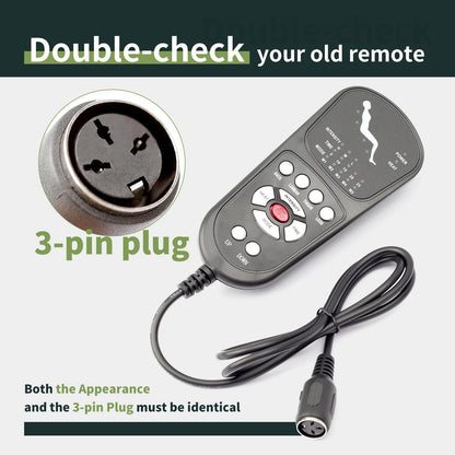 ALLCSM 3 Pin Replacement Massage Function Remote Handset 3 Pin, Black