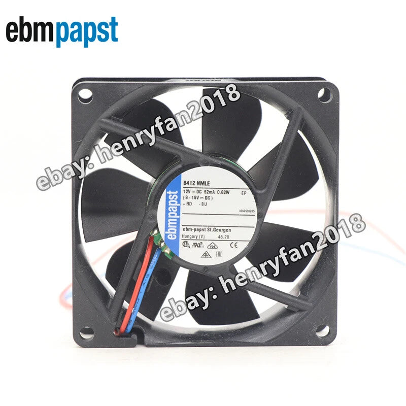 Ebmpapst 8412NMLE DC Axial Fan 12V 0.62W 52mA 80*80*25mm 26.5CFM Cooling Fan
