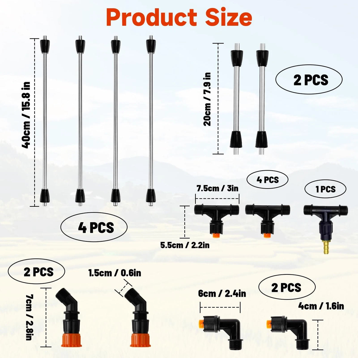6 Nozzles Metel Boom Wand, Sprayer Equipped with 5 Types Silver