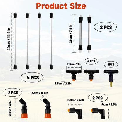 6 Nozzles Metel Boom Wand, Sprayer Equipped with 5 Types Silver