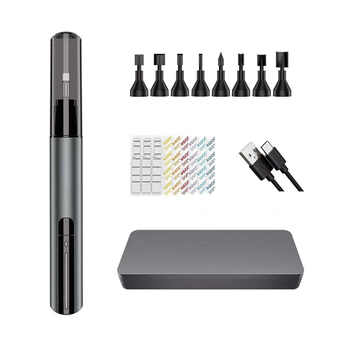 High Quality Reciprocating Grinding Pen 8 Sanding Heads & Silicone Abrasives