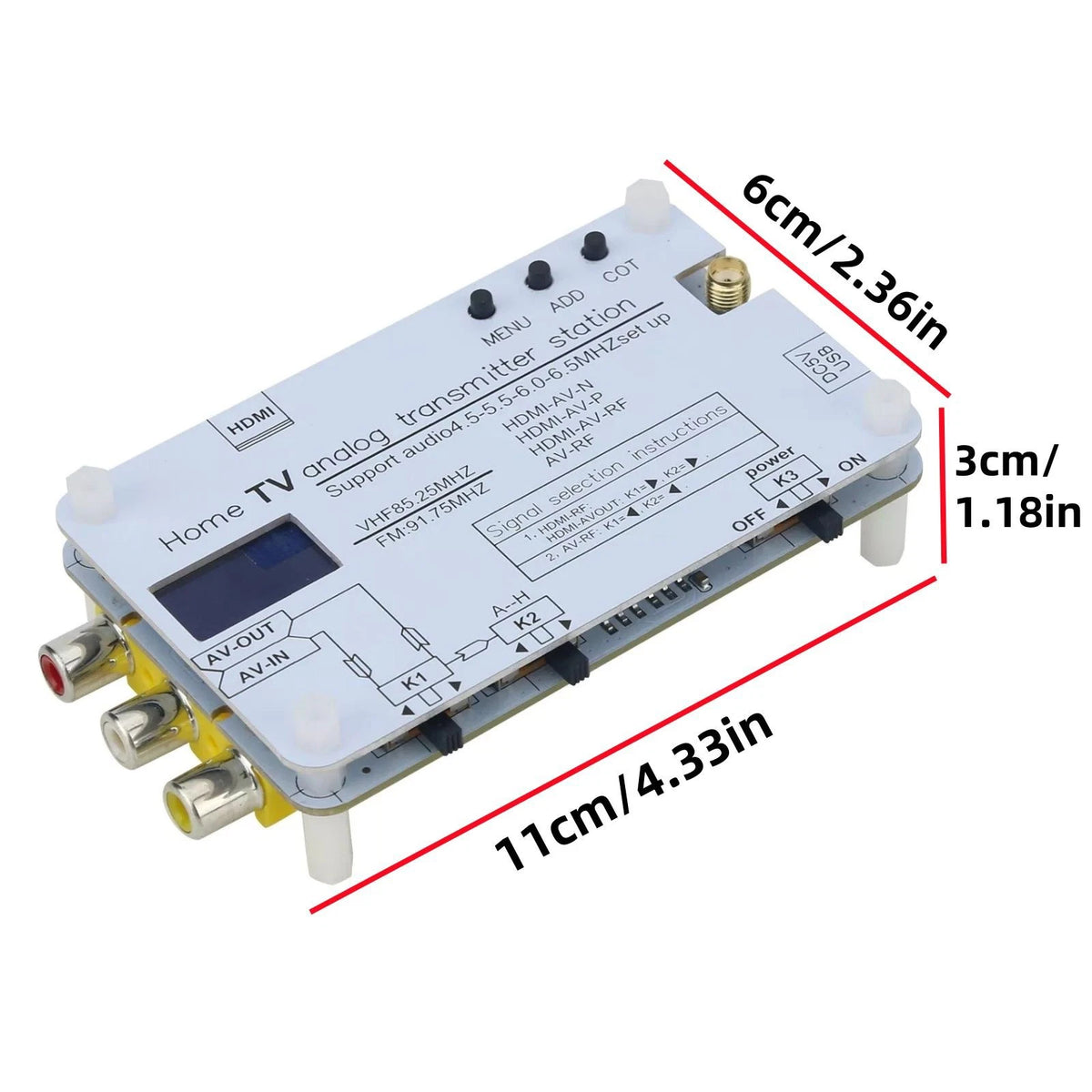 DC 5V Analog TV Signal Transmitter Home Analog TV Transmitter OLED Display