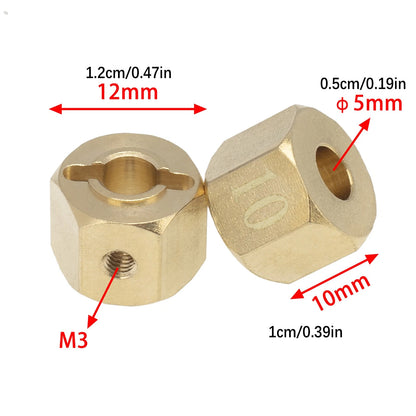 4x Wheel Hex Hub 10mm For Axial SCX10 90046 RR10 RGT 86100 MST GEN 8 RC Crawler-