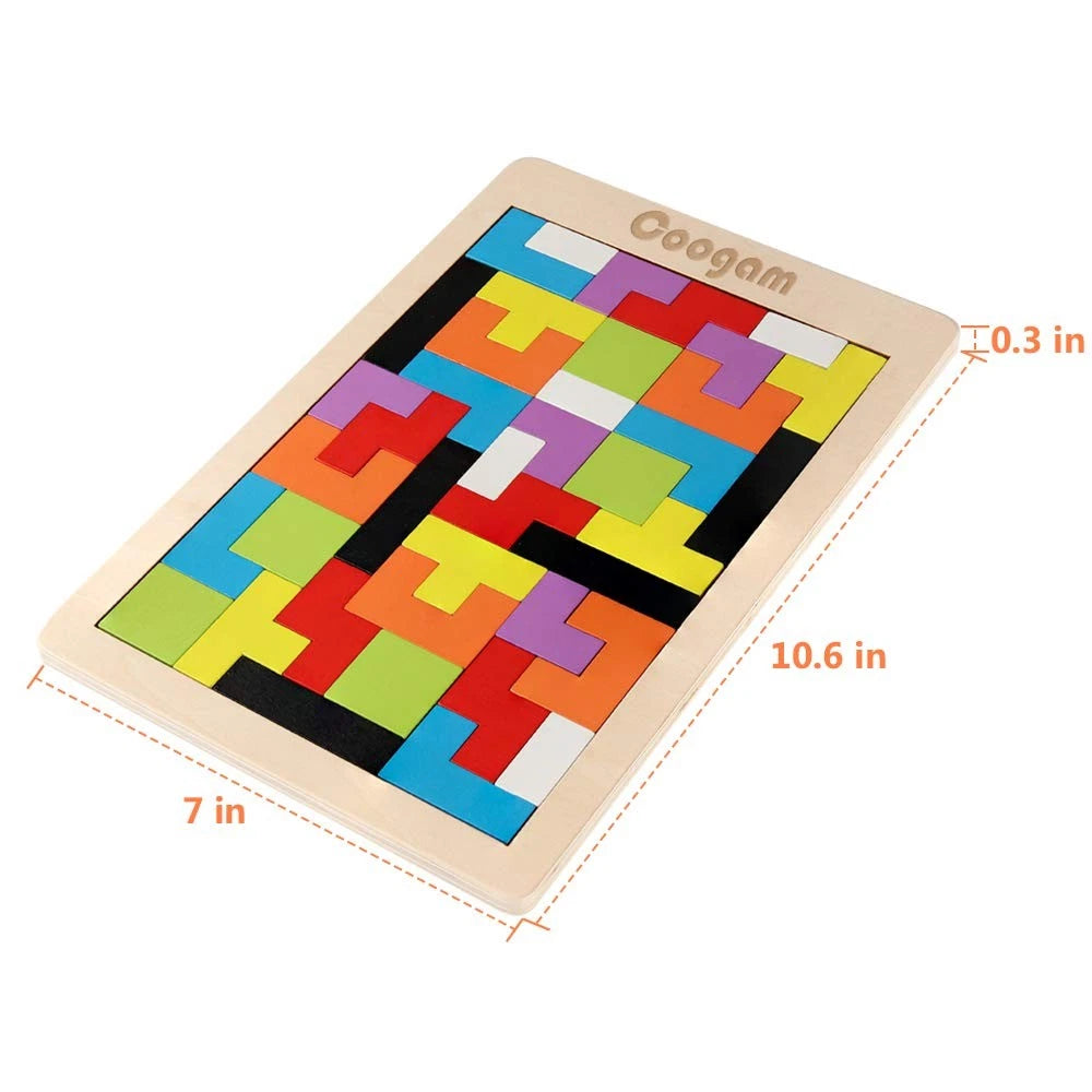 Coogam Wooden Blocks Puzzle Brain Teasers Toy 40, Vibrant, Multi-colored