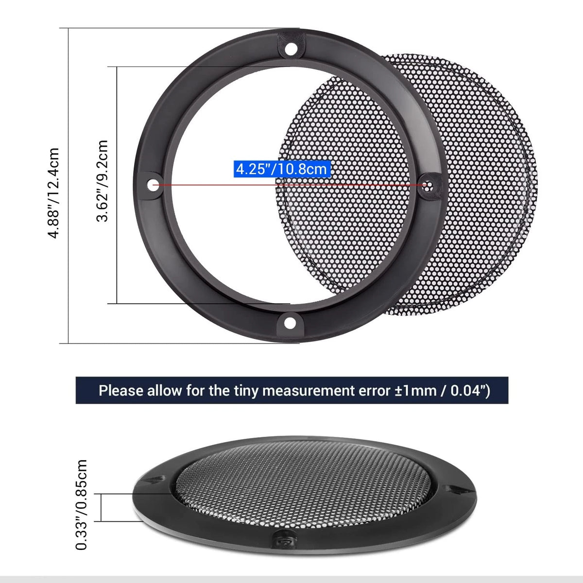 Facmogu 2PCS 4in Black Round Speaker Grills Cover, Metal Mesh 4 Inch,