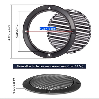 Facmogu 2PCS 4in Black Round Speaker Grills Cover, Metal Mesh 4 Inch,