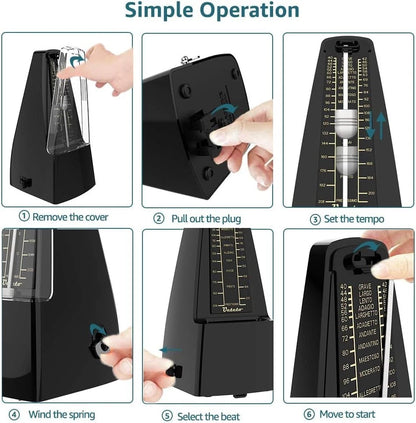 Ueteto Mechanical Metronome Black/Loud Sound Piano Drum Violin Guitar black