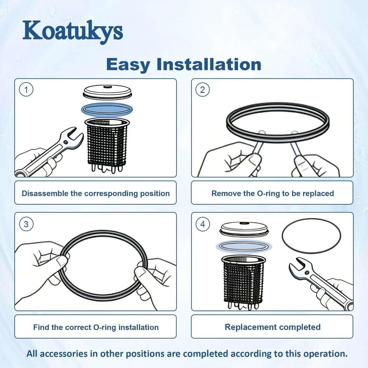 Koatukys Sand Filter Pump Replacement Parts for Intex 25013 Kit(12PCS), Black
