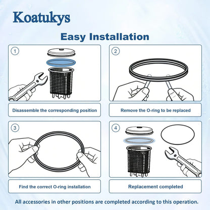 Koatukys Sand Filter Pump Replacement Parts for Intex 25013 Kit(12PCS), Black