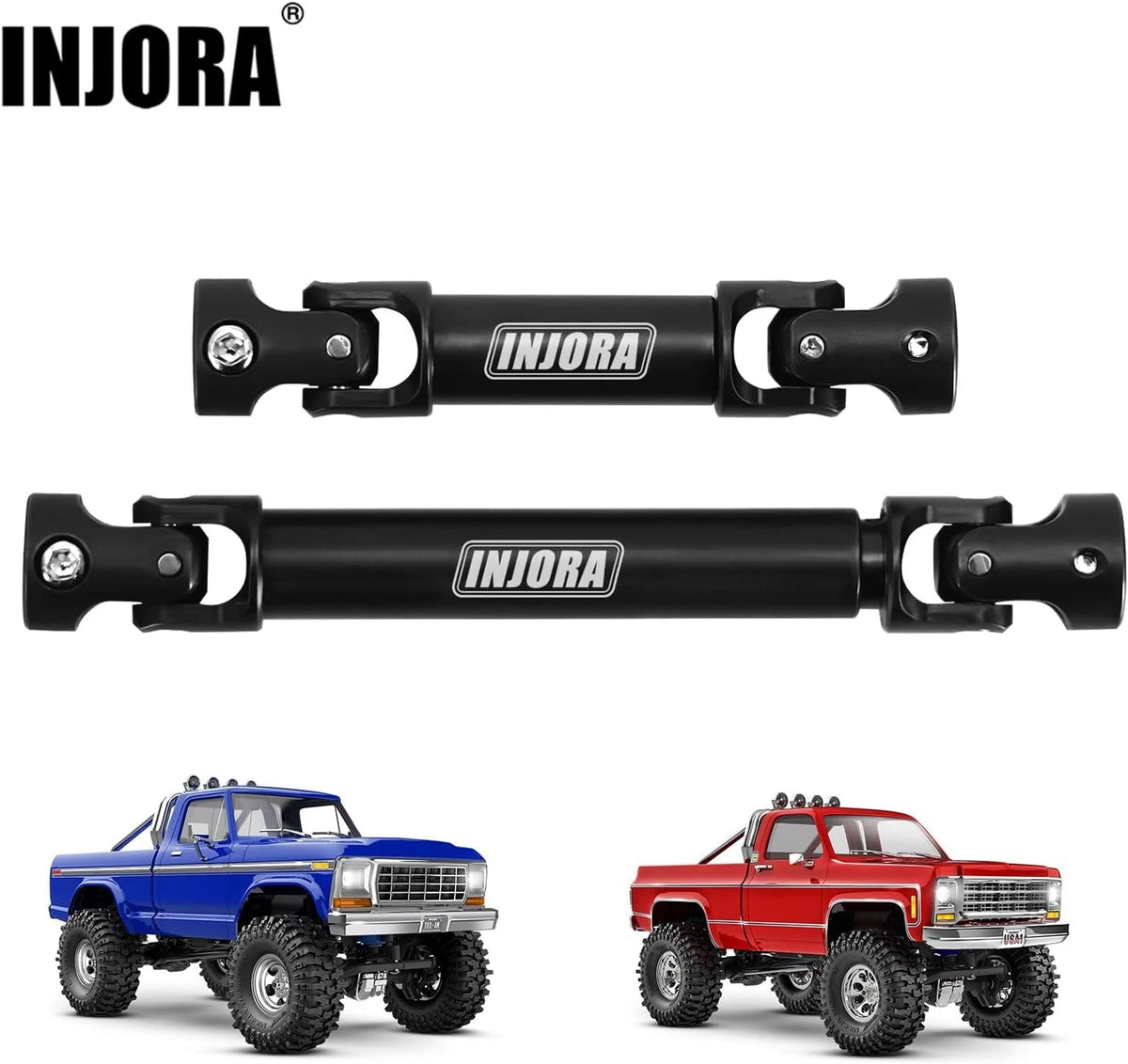 INJORA Hardened Steel Drive Shafts for 1/18 RC Crawler TRX4M High Trail K10...