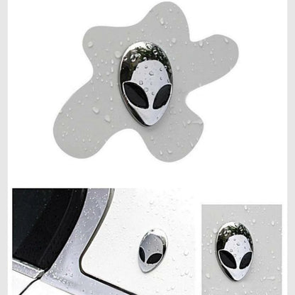 2PCS Chrome Metal 3D Alienware Head Auto Logo Sticker Badge Emblem Car Decal