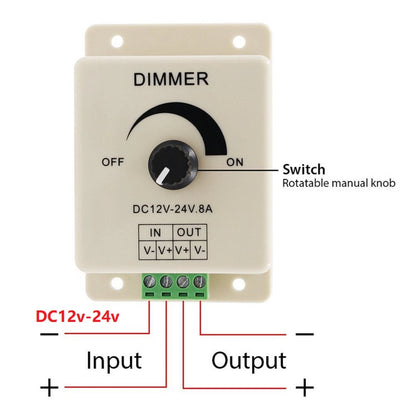 DC 12V 24V LED Dimmer Switch 8A Brightness Controller For LED Strip Light Lamp D