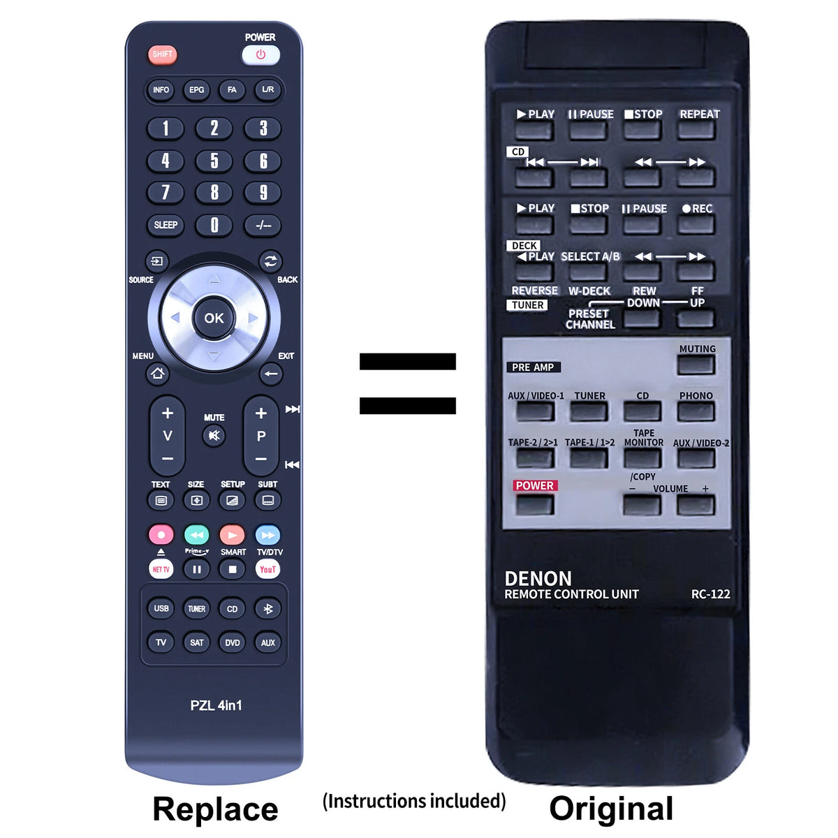 Replacement Remote Control For Denon 3999029005, RC-122, PRA1500