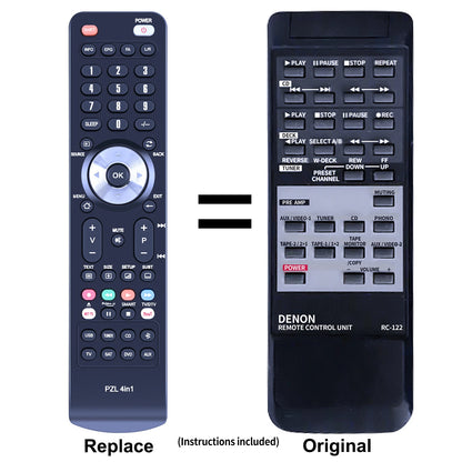 Replacement Remote Control For Denon 3999029005, RC-122, PRA1500