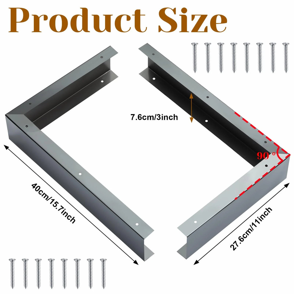 2 Pieces Stainless Steel Microwave Trim Kit 3'' Wide Built in Black