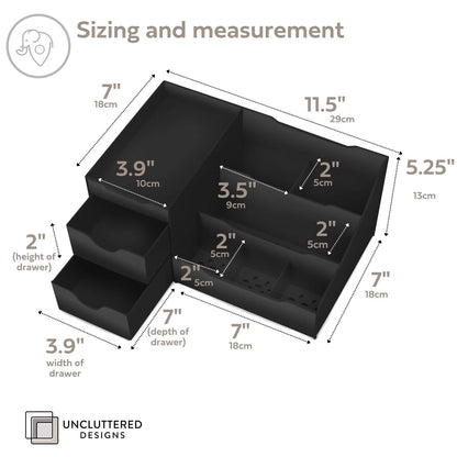 Uncluttered Designs Large Black Vanity Organizer - Countertop Mens