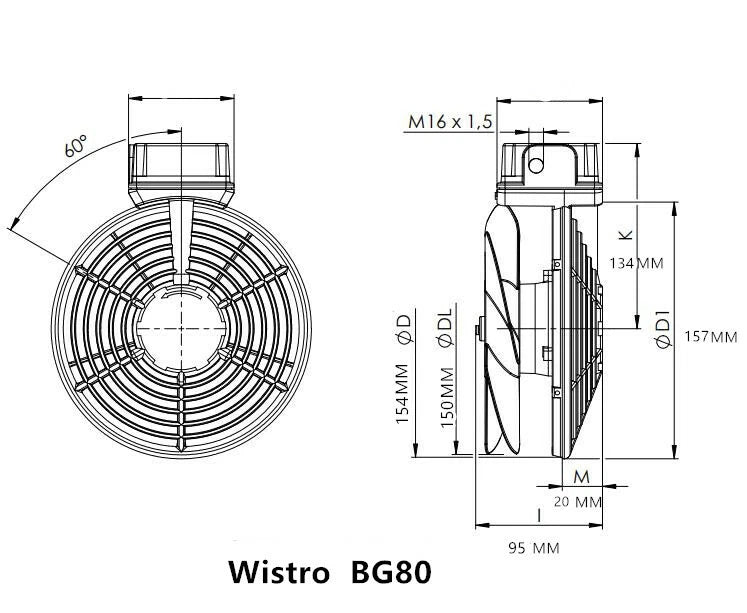 FLAI BG80 P15.51.0430 Wistro Fan IP66 230V Waterproof  Motor Cooling Fan