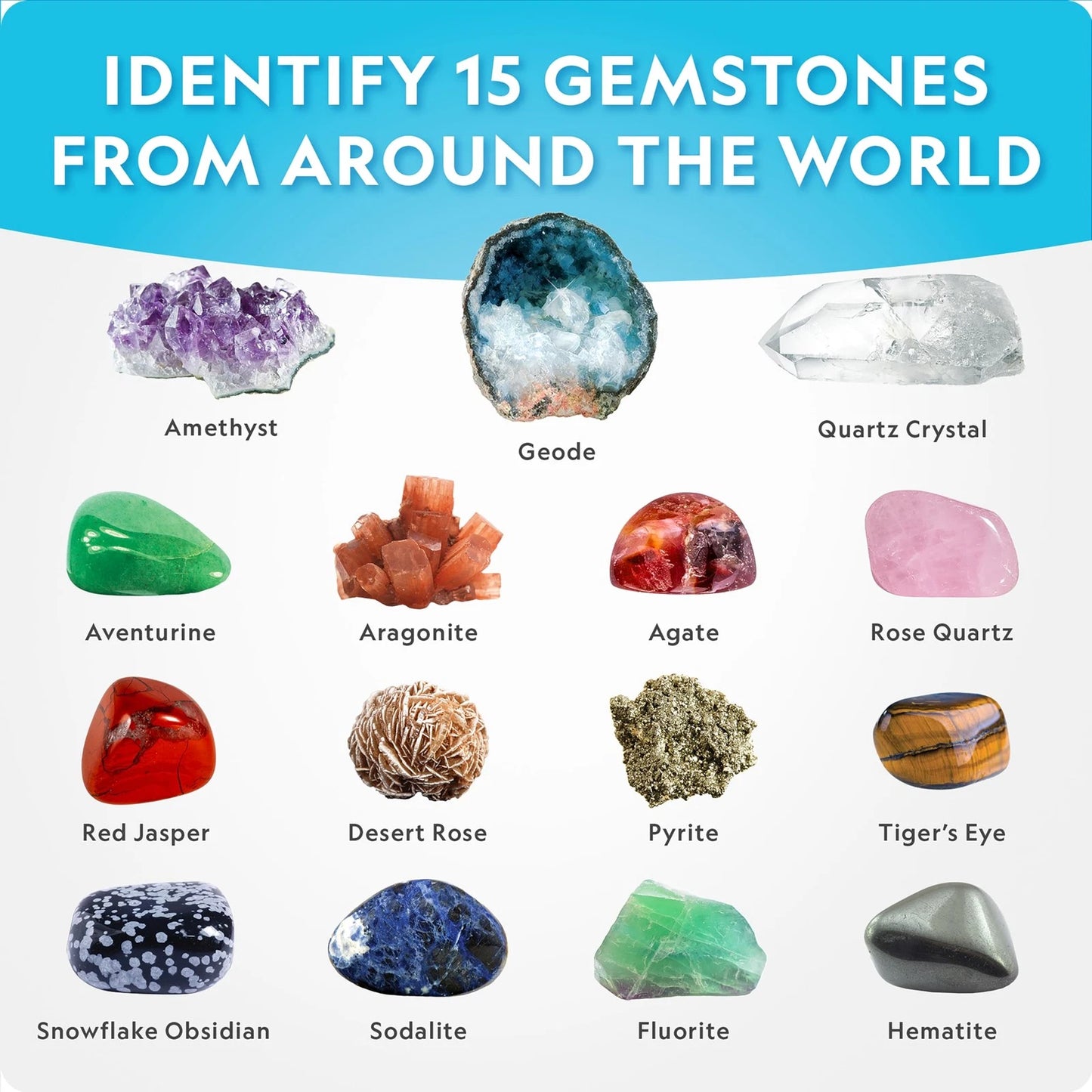 NATIONAL GEOGRAPHIC Mega Gemstone Dig Kit – Up 15 Gemstones, Multicolored
