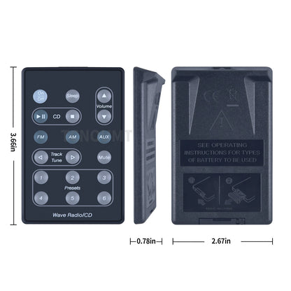 Replacement Remote Control For Bose Wave Radio/CD AWRC-1W AWRC-1G AWRC-1P