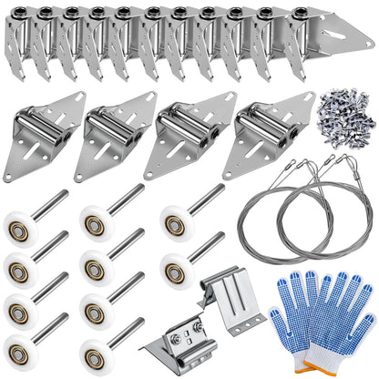 2026 Upgraded Garage Door Hardware Kit - 10 Nylon Rollers, 15 Hinges, 2 Top...