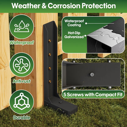 Fence Post Repair Kit 1 Pack, 8mm Double-Layer 29.67"H x 1.8"W, black