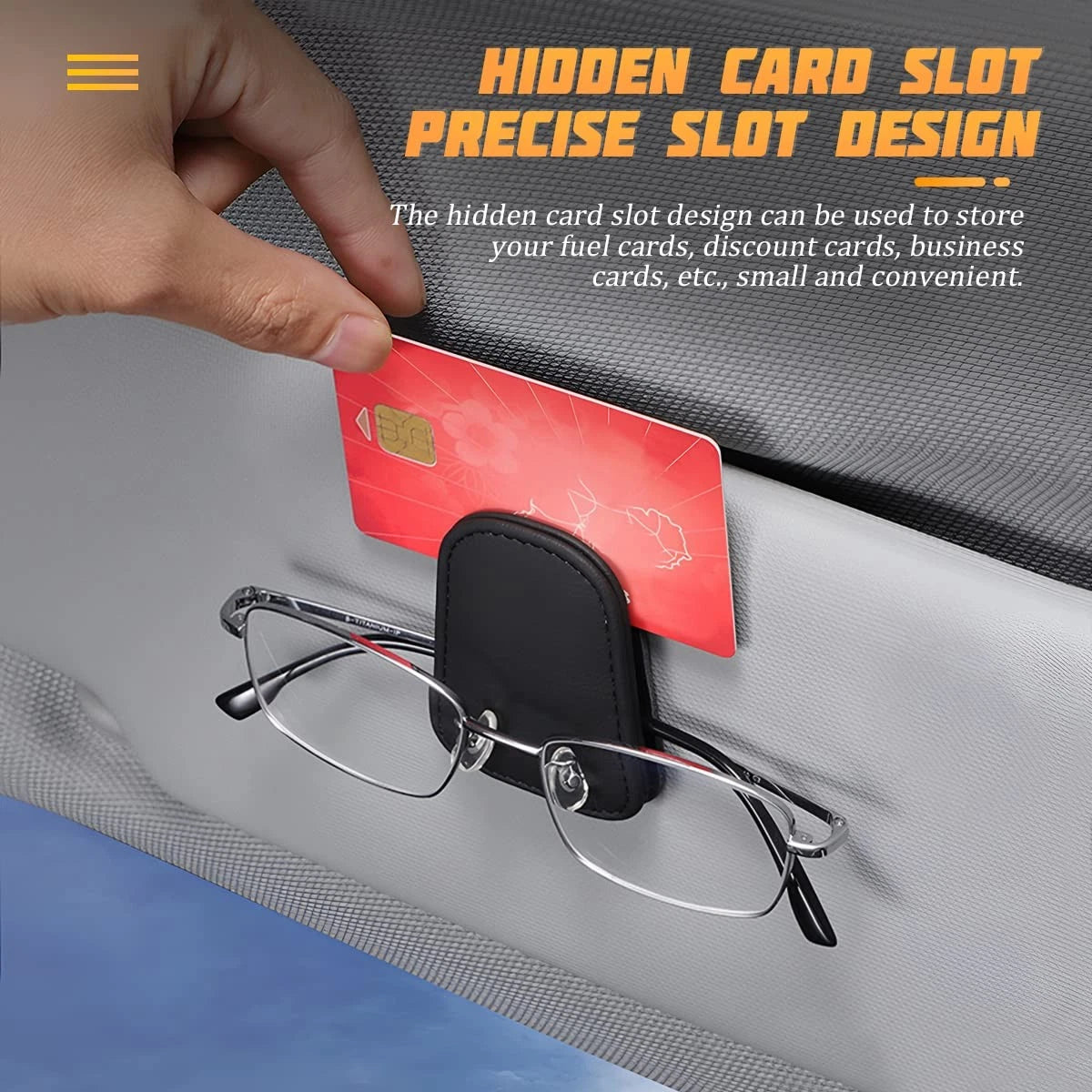 AICEL Sunglasses Holders for Car Sun Visor, Leather 1 PC, Black/Leather
