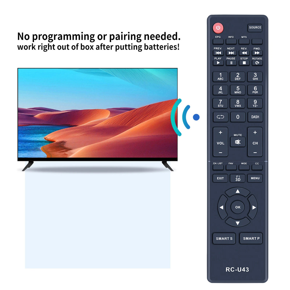 RC-U43 Remote Control For Memorex MLT3252 MLT5552 MLT4352