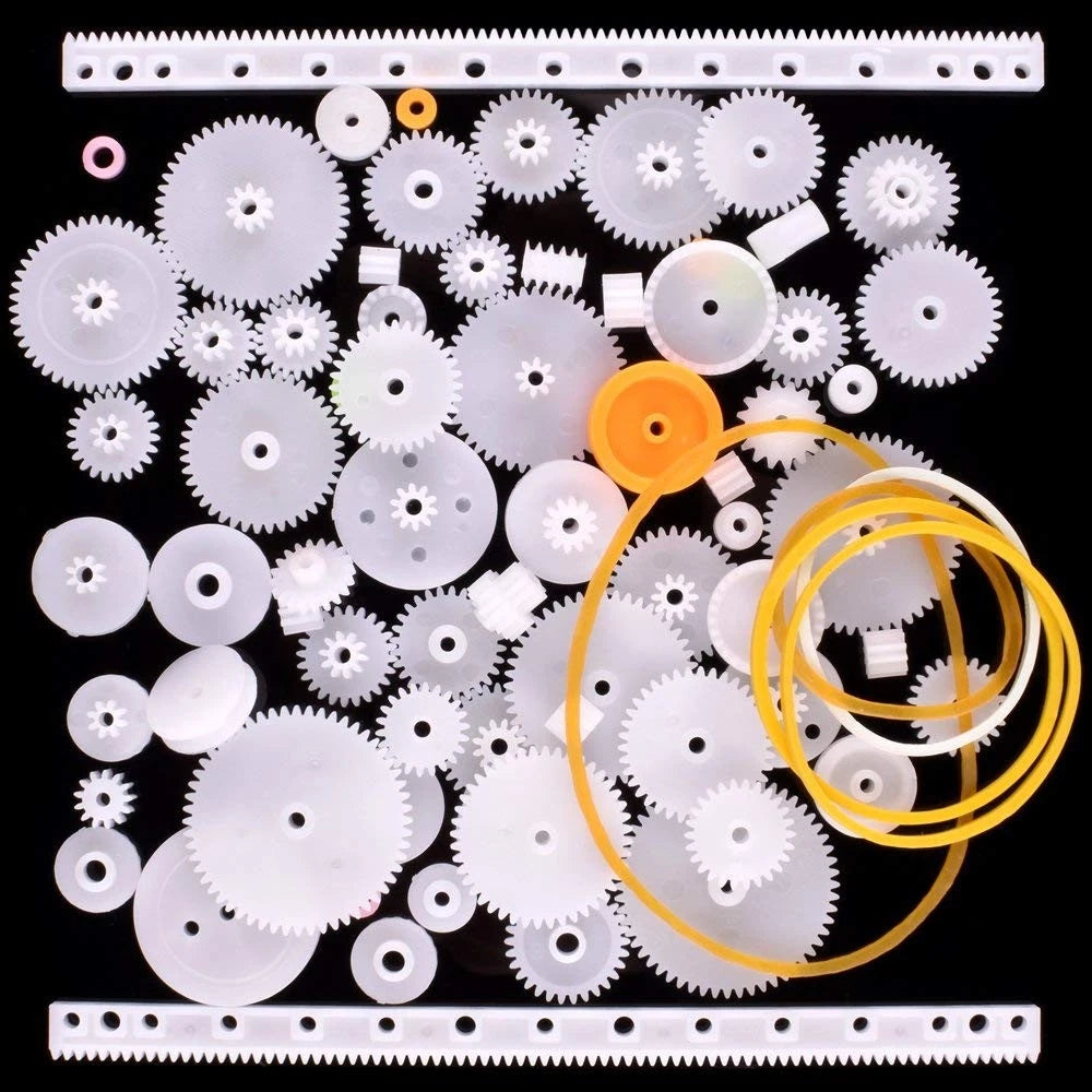 AUKUYEE Plastic Gear Set, 75Pcs Single Double Reduction Worm 75pcs