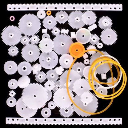 AUKUYEE Plastic Gear Set, 75Pcs Single Double Reduction Worm 75pcs