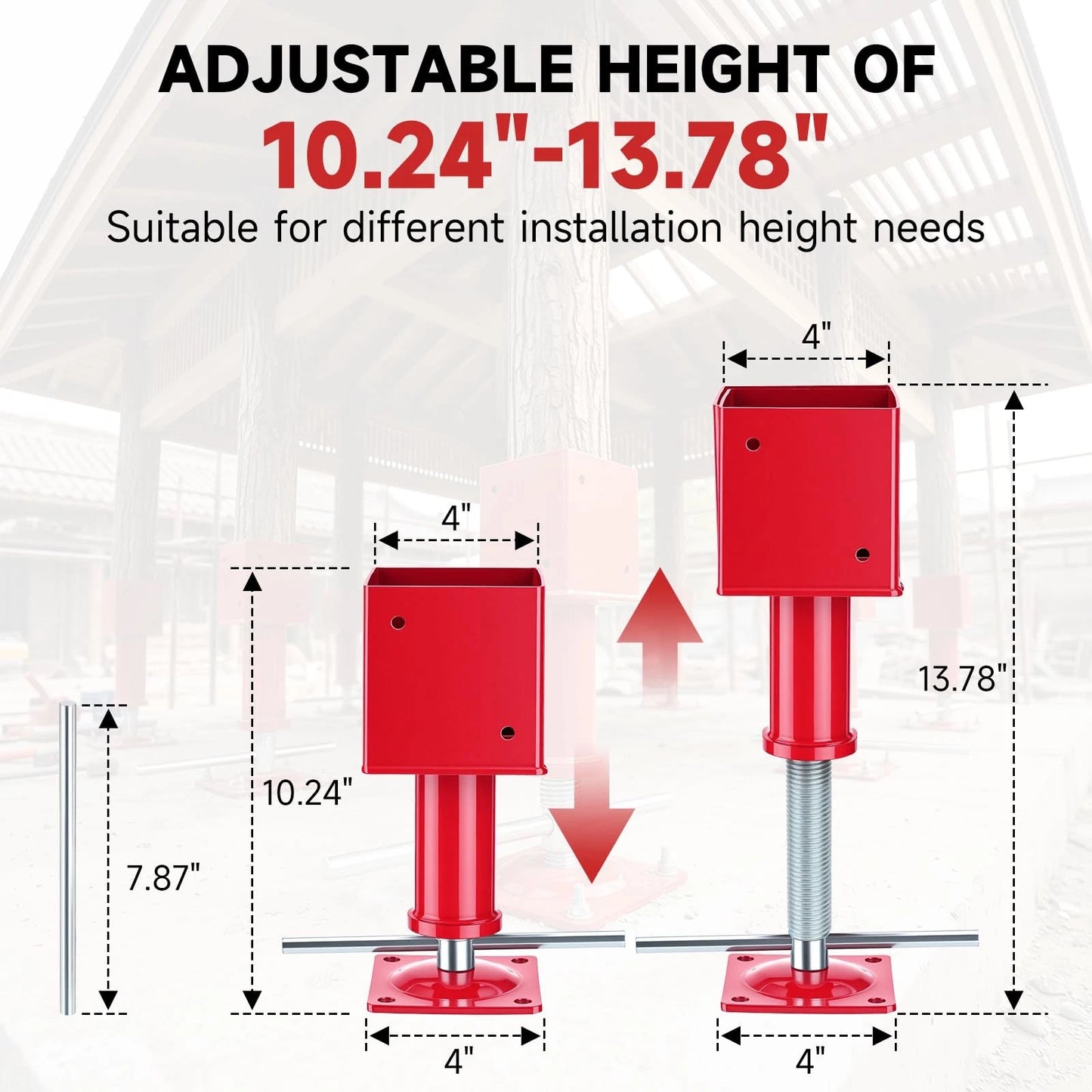 4" x Adjustable Screw Jack Post Floor Support 25000LB Capacity x