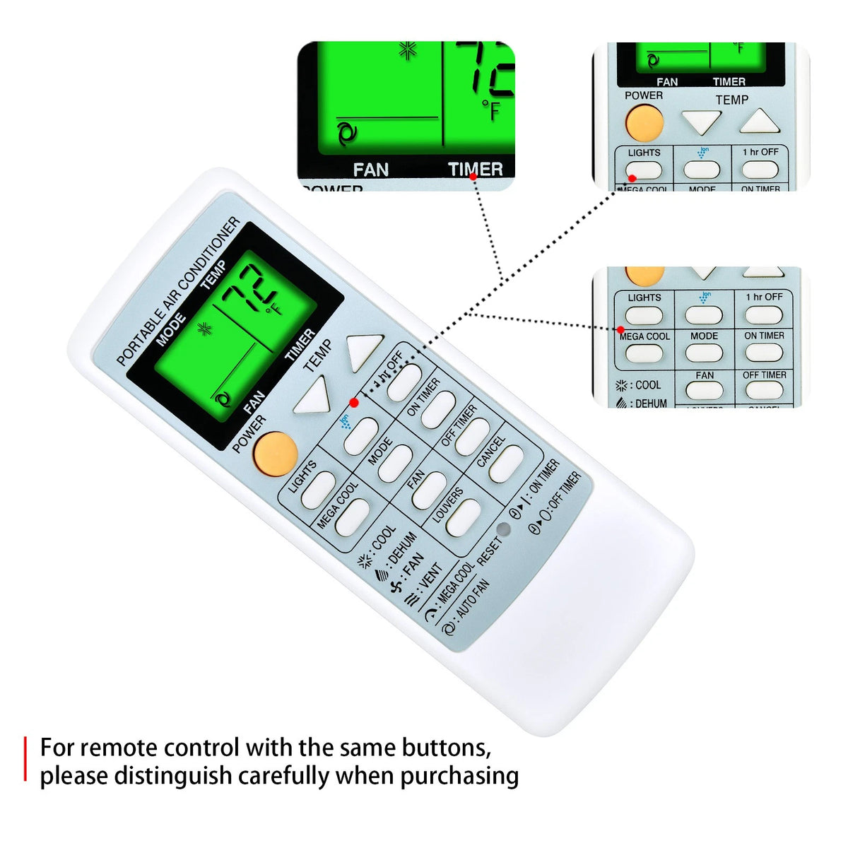 Remote Control For Sharp Air Conditioner CRMC-A805JBEZ CRMC-A663JBEZ w/Backlight