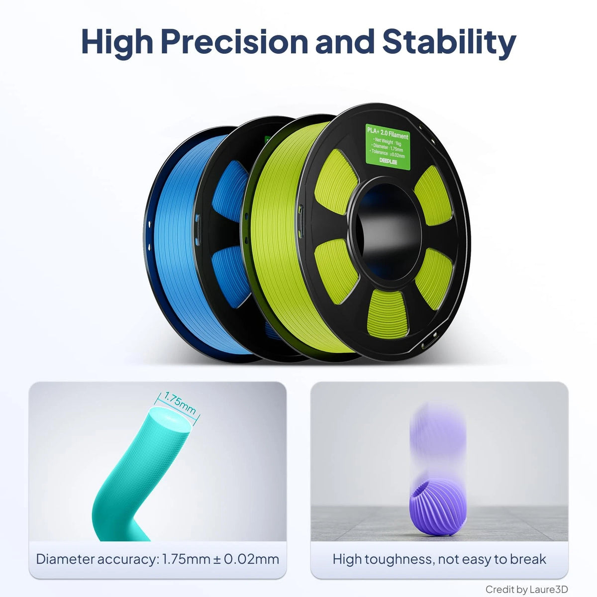 DEEPLEE PLA+ 2.0 Filament 1.75mm, Stronger 1.75 millimeters, 1kg*black