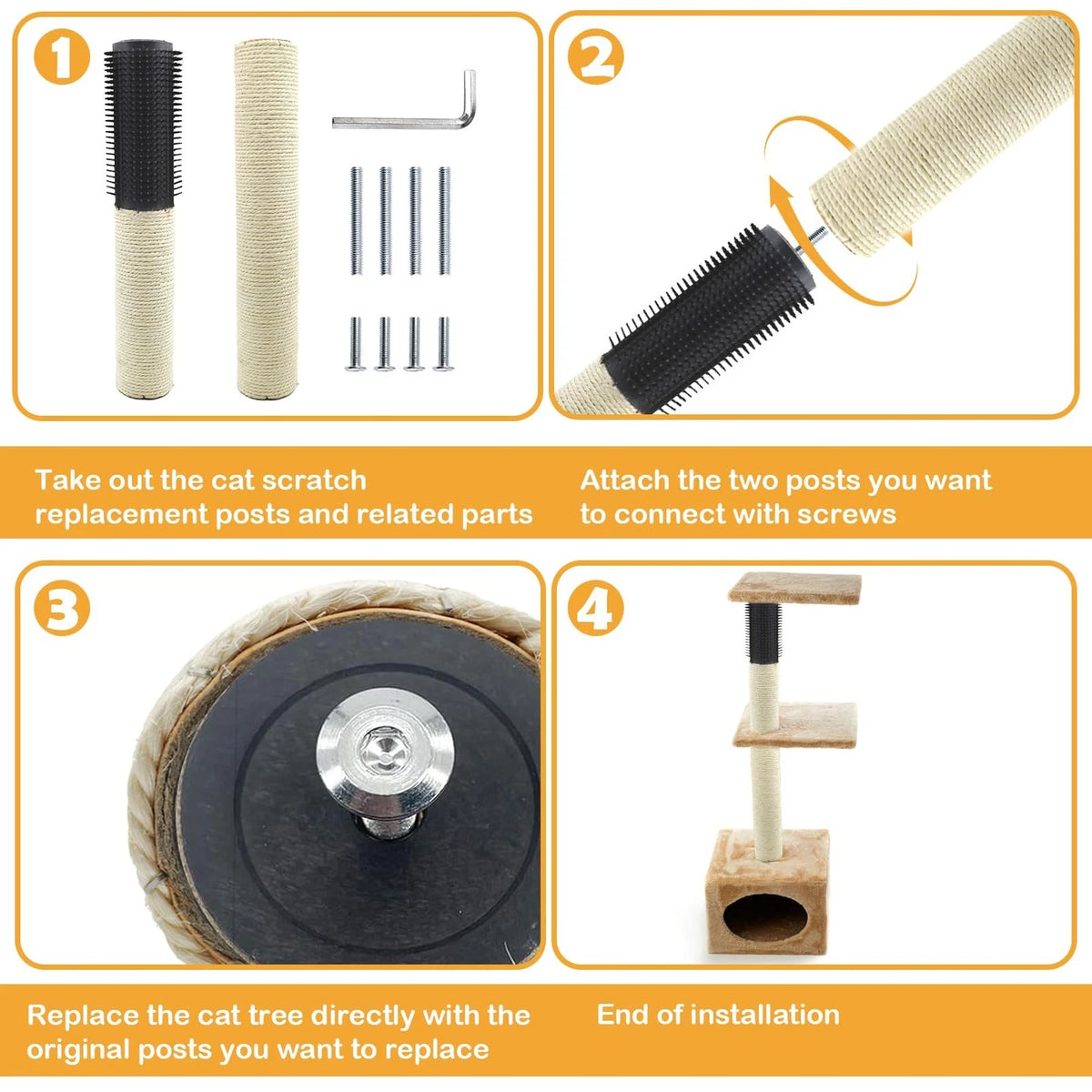 MUYG Cat Scratching Post Replacement,15.7 in M8 Tower 【Beige with Brush】