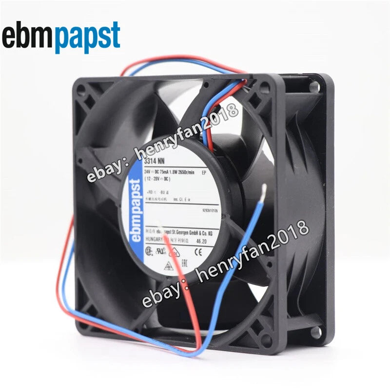 Ebmpapst 3314NN Axial Fan 24VDC 1.8W 75mA 2650RPM 90*90*32MM 2-wires Cooling Fan