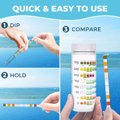 Salt-Water Pool Test Strips Kit: 125 Counts 8-in-1 for Salt Water 125