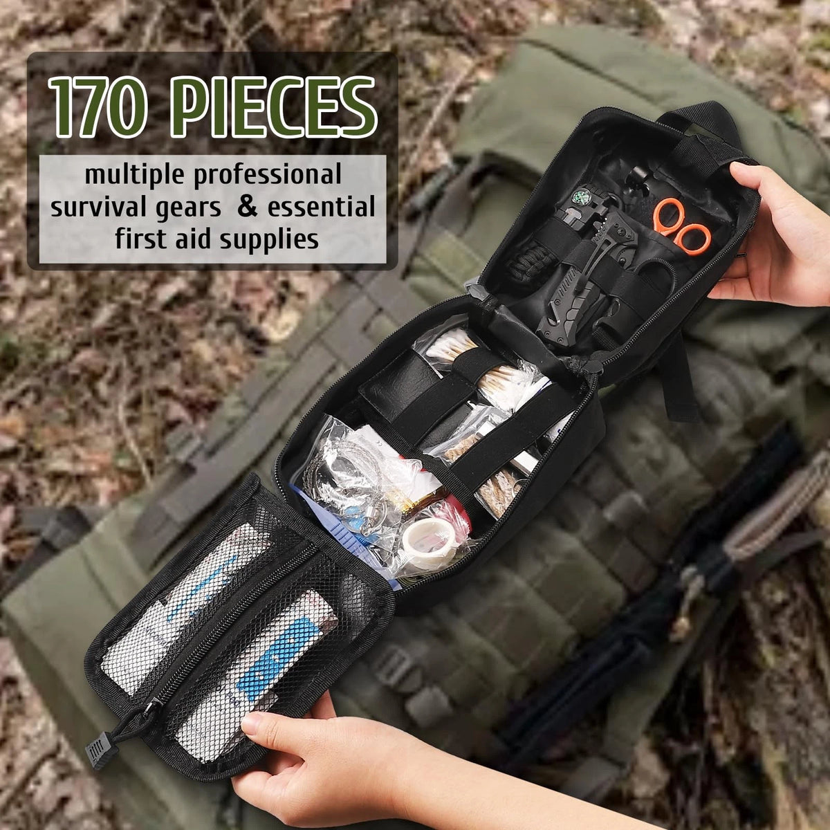 ABPIR 170 PCS Survival Kits, First Aid Kit with Large, Black