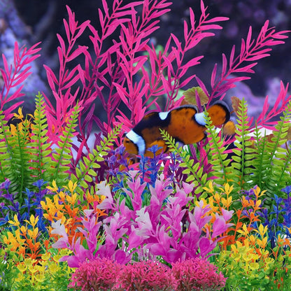 25 Pack Aquarium Plants, Fish Tank Decor Colorful Plants Artificial