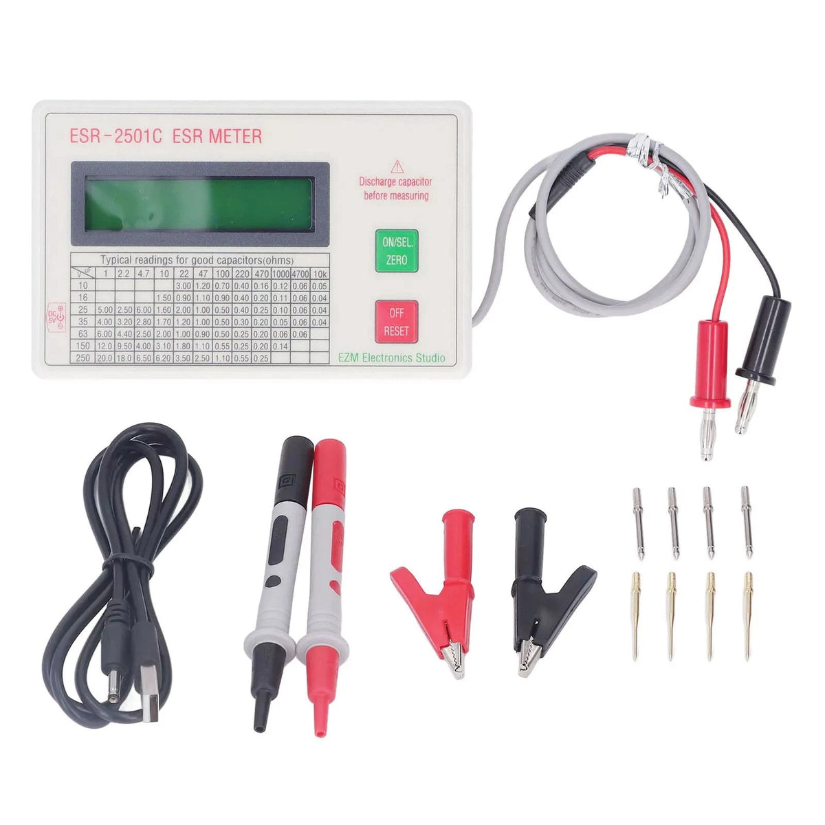 ABS Handheld ESR DCR Capacitor Tester High Accuracy Capacitance Meter Tool