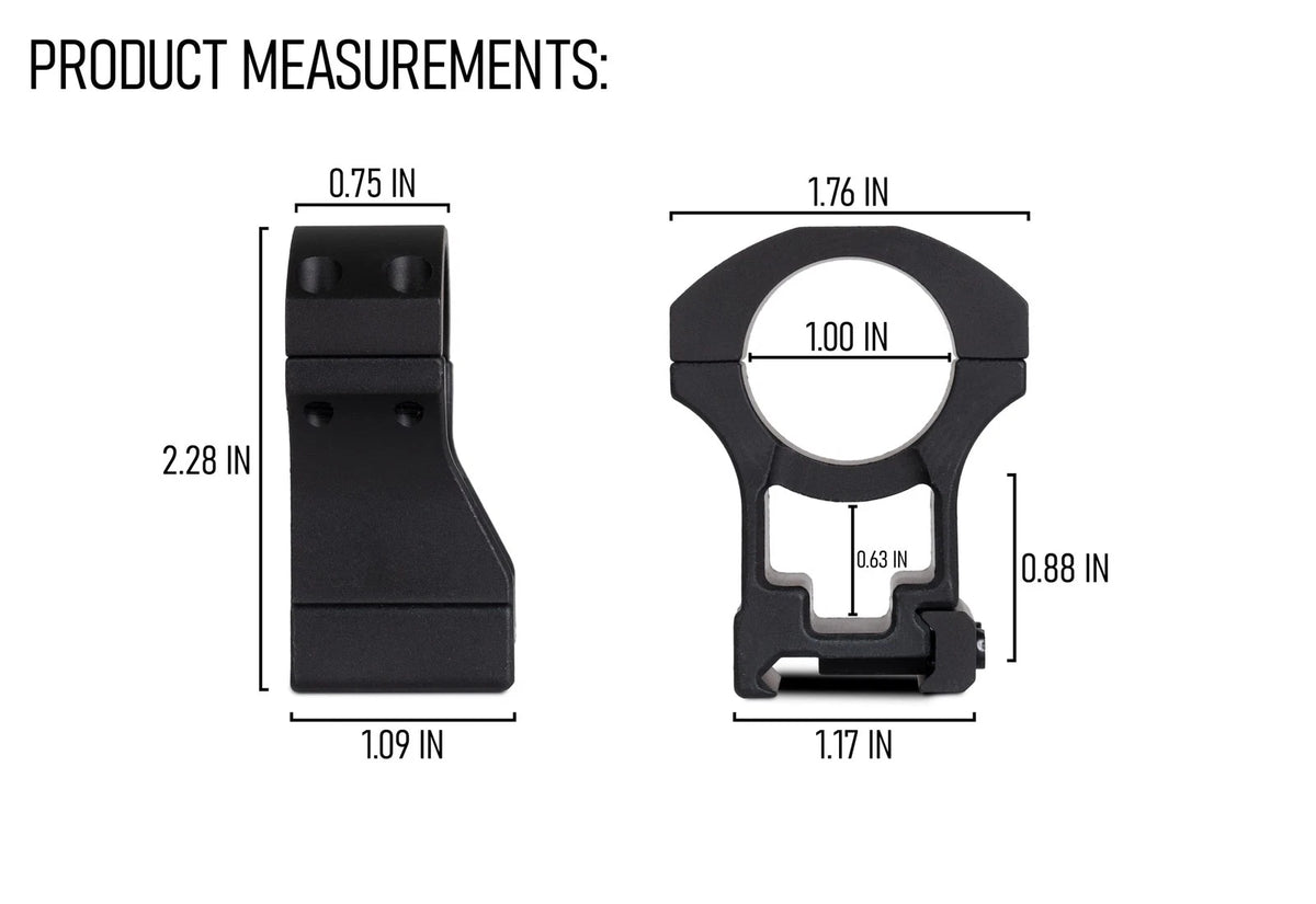 Monstrum High Profile Picatinny Scope Rings with 1 inch diameter, Black