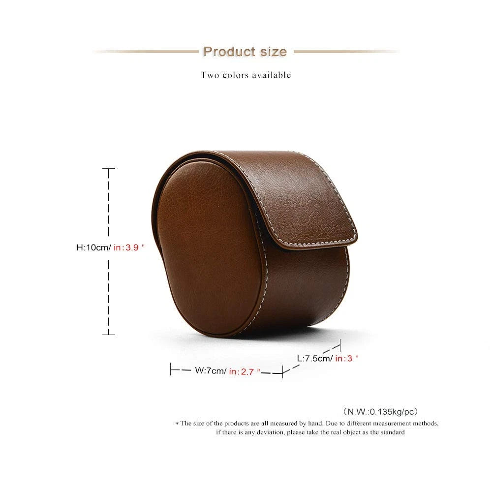 Oirlv Luxury Leather Watch Storage Box Travel Single Case Brown
