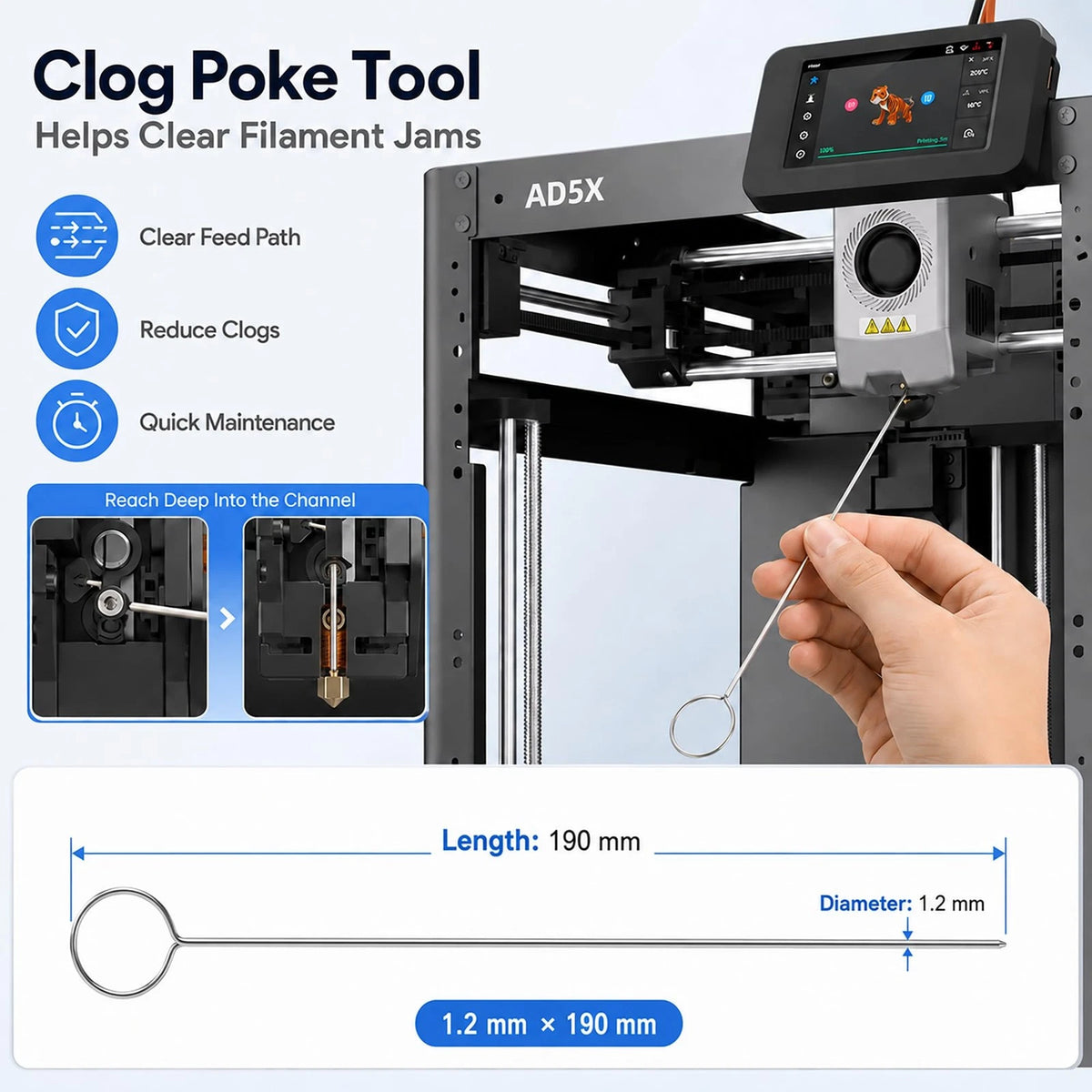 3D Printer Tool Kit for Flashforge AD5X, Nozzle Cleaning Accessories