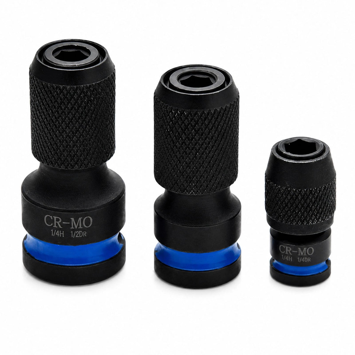 3-Piece Drill Socket Adapter Kit with Quick-Change 1/4" Hex Shank CR-MO Steel