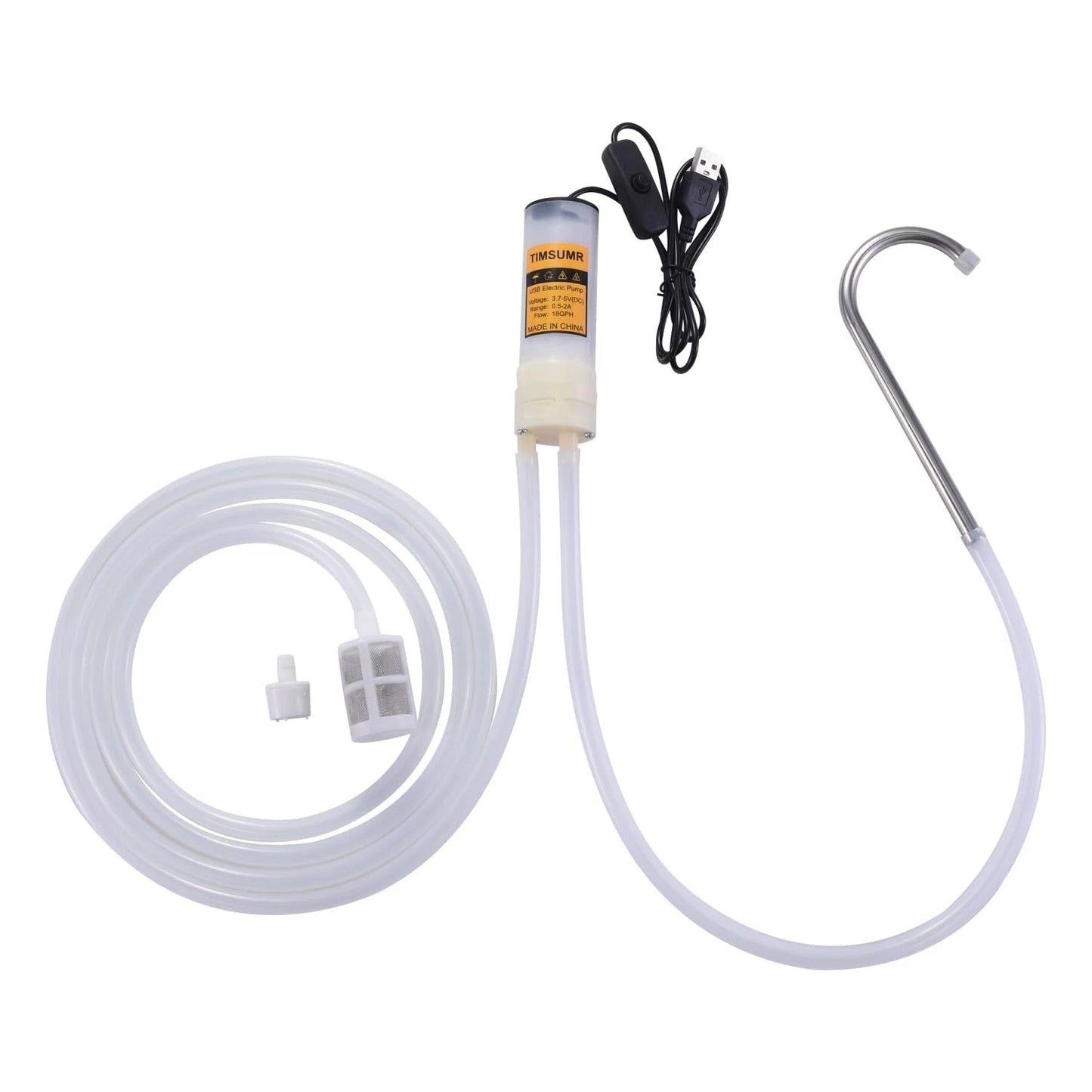 Portable USB Electric auto siphon Self Priming Small, Black Button Switch