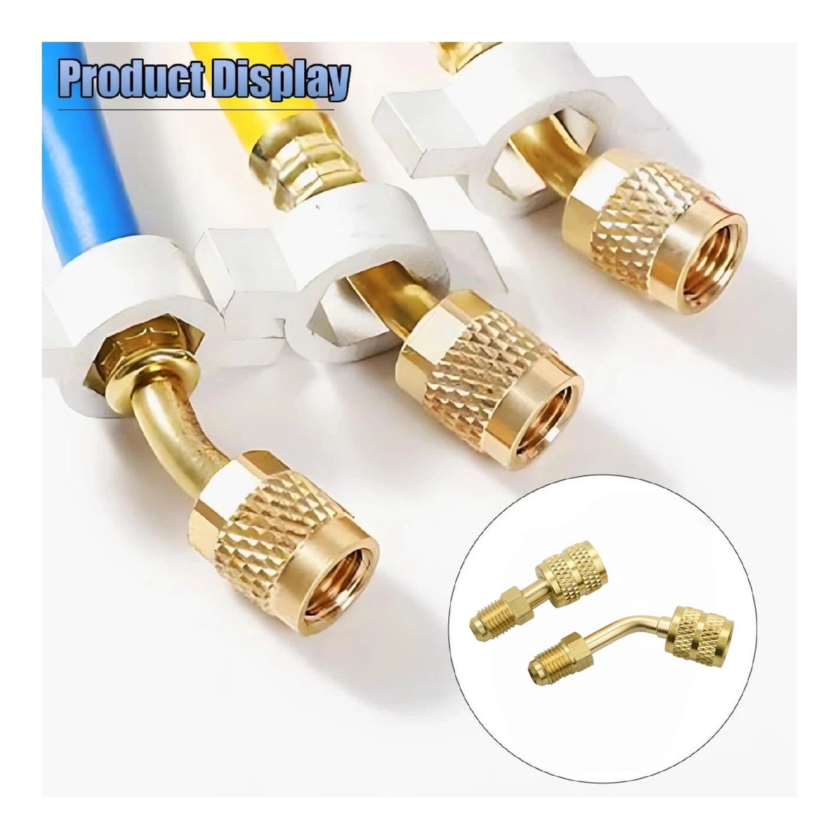 Straight & 45° Adapter Set R410A 5/16 to 1/4 SAE Brass for Air Conditioner