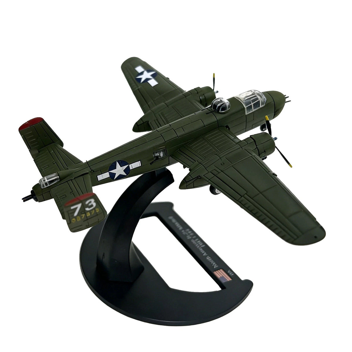 WWII Twin Engine B-25 Mitchell Bomber Model 11cm Diecast Metal Ation History