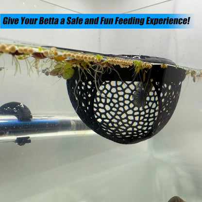 Aquarium Floating Betta Fish Skins, or Shrimp Feeder, Cave and Black