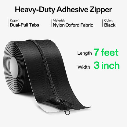 VIVOSUN 1-Pack Self Adhesive Zipper Door for Debris 7ft x 3inch, black