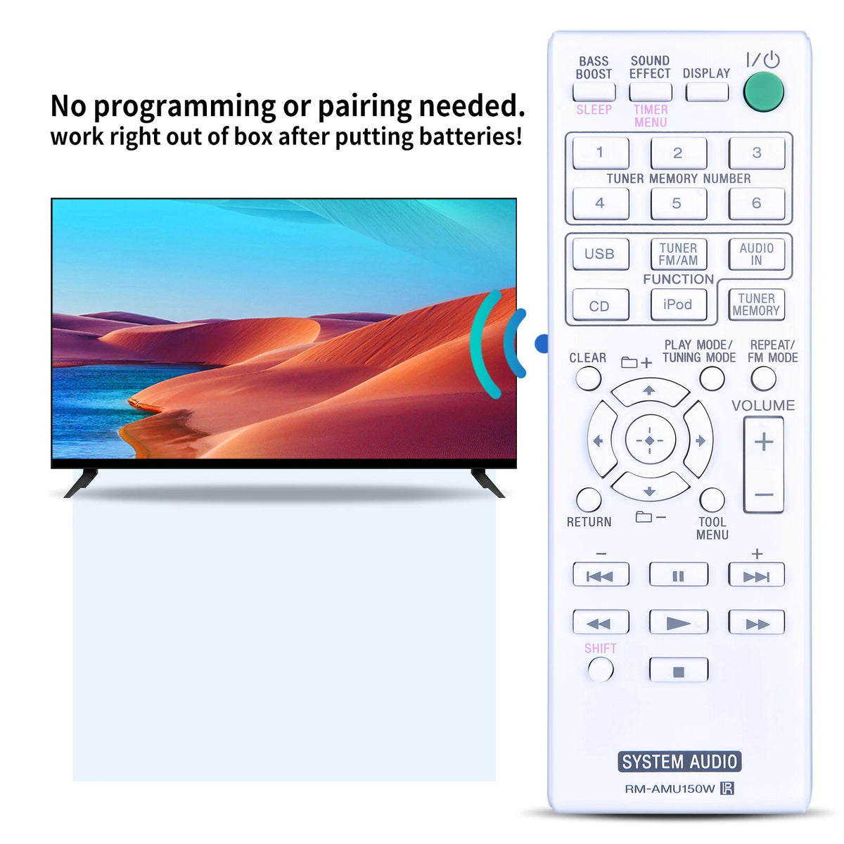 RM-AMU150W Remote Control For Sony Audio System CMT-V10IP CMT-V9 CMT-V9IF